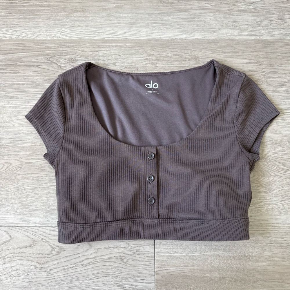 ALO Yoga Women's brown Ribbed Crop Top